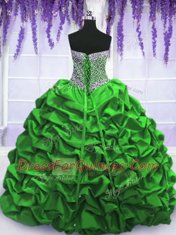 Taffeta Sleeveless Floor Length Quinceanera Dresses and Beading and Sequins and Pick Ups