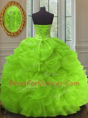Sexy Sleeveless Beading and Ruffles and Pick Ups Lace Up Quinceanera Gowns