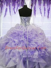 Lavender Quinceanera Dresses Military Ball and Sweet 16 and Quinceanera and For with Beading and Ruffles Sweetheart Sleeveless Lace Up