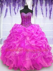 High End Sleeveless Beading and Ruffles Lace Up Quinceanera Dresses