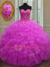 Fashionable Sleeveless Beading and Ruffles Lace Up Quinceanera Dresses