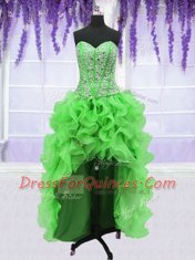 Four Piece Floor Length Ball Gowns Sleeveless Quinceanera Dresses Lace Up