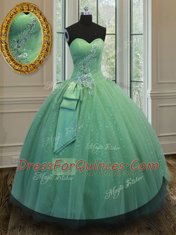 Great Floor Length Green Ball Gown Prom Dress Sweetheart Sleeveless Lace Up