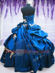Pick Ups Floor Length Royal Blue Sweet 16 Quinceanera Dress Strapless Sleeveless Lace Up
