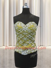 Three Piece Olive Green Tulle Lace Up Quinceanera Dress Sleeveless Floor Length Beading and Sequins