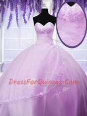 Lilac Sleeveless Appliques Floor Length Vestidos de Quinceanera