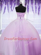 Lilac Sleeveless Appliques Floor Length Vestidos de Quinceanera
