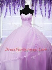 Lilac Sleeveless Appliques Floor Length Vestidos de Quinceanera
