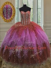 Sequins Floor Length Multi-color Sweet 16 Quinceanera Dress Sweetheart Sleeveless Lace Up
