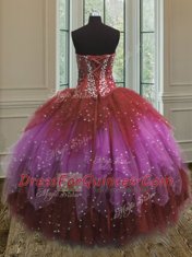 Sequins Floor Length Multi-color Sweet 16 Quinceanera Dress Sweetheart Sleeveless Lace Up