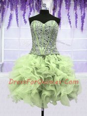 Fantastic Four Piece Sleeveless Lace Up Floor Length Ruffles and Sequins Quince Ball Gowns