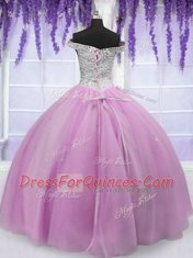 Dynamic Off the Shoulder Floor Length Ball Gowns Short Sleeves Lilac Sweet 16 Quinceanera Dress Lace Up