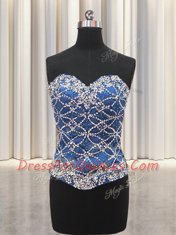 Three Piece Sweetheart Sleeveless Quinceanera Dresses Floor Length Beading and Sequins Blue Tulle