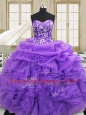 Fantastic Floor Length Purple Quinceanera Dresses Sweetheart Sleeveless Lace Up