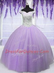 Artistic Off the Shoulder Short Sleeves Beading Lace Up Sweet 16 Quinceanera Dress