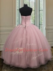 Sleeveless Lace Up Floor Length Beading and Belt Sweet 16 Dress