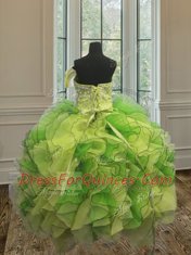 Multi-color Organza Lace Up Quinceanera Dresses Sleeveless Floor Length Beading and Ruffles