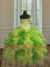 Multi-color Organza Lace Up Quinceanera Dresses Sleeveless Floor Length Beading and Ruffles