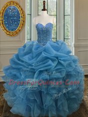 Dazzling Sleeveless Lace Up Floor Length Beading and Ruffles 15 Quinceanera Dress