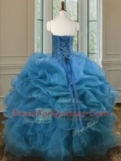 Dazzling Sleeveless Lace Up Floor Length Beading and Ruffles 15 Quinceanera Dress