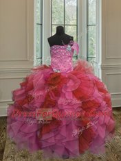 Sweet Multi-color Strapless Lace Up Beading and Ruffles Ball Gown Prom Dress Sleeveless