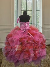 Sweet Multi-color Strapless Lace Up Beading and Ruffles Ball Gown Prom Dress Sleeveless