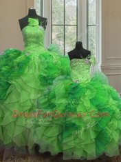 Strapless Sleeveless Organza Quinceanera Dress Beading and Ruffles Lace Up Strapless Sleeveless Organza Quinceanera Dress Beading and Ruffles Lace Up