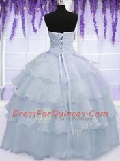 Sleeveless Ruffled Layers and Ruching and Hand Made Flower Lace Up Quinceanera Dresses