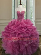 Top Selling Lilac Sweetheart Lace Up Beading and Ruffles Quinceanera Dress Sleeveless