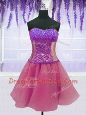 Four Piece Strapless Sleeveless Organza Sweet 16 Dresses Embroidery and Ruffles Lace Up