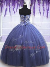 Modern Purple 15 Quinceanera Dress Military Ball and Sweet 16 and Quinceanera and For with Beading Sweetheart Sleeveless Lace Up
