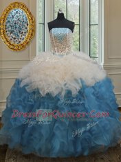 Sleeveless Side Zipper Floor Length Beading and Ruffles Vestidos de Quinceanera