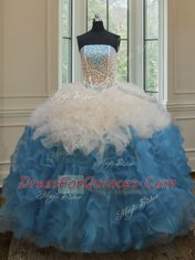 Sleeveless Side Zipper Floor Length Beading and Ruffles Vestidos de Quinceanera