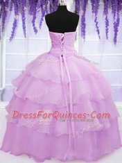 Top Selling Sleeveless Lace Up Floor Length Beading and Ruffled Layers and Hand Made Flower Vestidos de Quinceanera