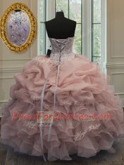 Sleeveless Beading and Pick Ups Lace Up Sweet 16 Quinceanera Dress