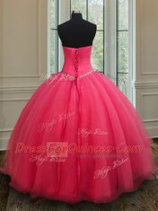 Glorious Coral Red Sweetheart Lace Up Beading Quinceanera Gown Sleeveless