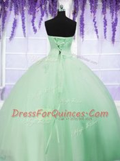 Charming Ball Gowns Tulle Sweetheart Sleeveless Appliques Floor Length Lace Up 15th Birthday Dress