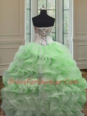 Discount Ball Gowns Quinceanera Dress Sweetheart Organza Sleeveless Floor Length Lace Up