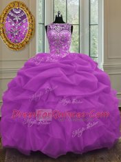 Best Scoop Sleeveless Lace Up Floor Length Beading and Pick Ups Vestidos de Quinceanera
