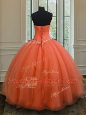 Colorful Sequins Floor Length Ball Gowns Sleeveless Orange Red Sweet 16 Dresses Lace Up