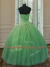 Yellow Green Lace Up Quinceanera Dresses Beading and Ruching and Bowknot Sleeveless Floor Length