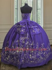 Elegant Purple Sleeveless Floor Length Embroidery Lace Up Sweet 16 Quinceanera Dress