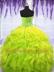 Floor Length Yellow Green Quinceanera Dress Sweetheart Sleeveless Lace Up