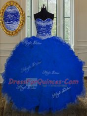 Tulle Sleeveless Floor Length 15th Birthday Dress and Beading and Ruffles