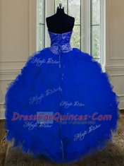 Tulle Sleeveless Floor Length 15th Birthday Dress and Beading and Ruffles