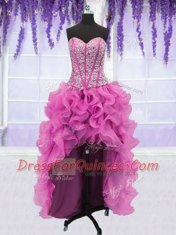 Dazzling Four Piece Sleeveless Lace Up Floor Length Ruffles and Sequins Vestidos de Quinceanera