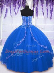 Glamorous Sequins Floor Length Royal Blue Quinceanera Dress Sweetheart Sleeveless Lace Up