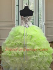 Exceptional Sweetheart Sleeveless Organza Quinceanera Dress Beading and Ruffles Lace Up