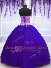 Custom Fit Blue Lace Up Sweetheart Beading Sweet 16 Quinceanera Dress Tulle Sleeveless