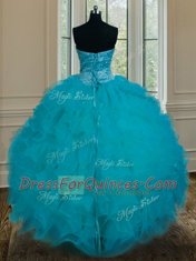 Luxurious Floor Length Ball Gowns Sleeveless Teal Sweet 16 Dresses Lace Up